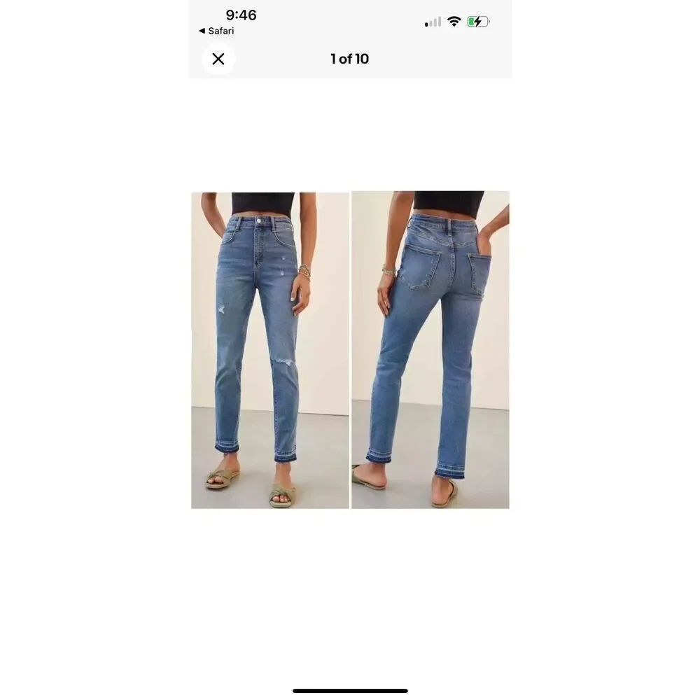 Anthropologie Pilcro High Rise Distressed Cigarette Jeans sz 25P EUC